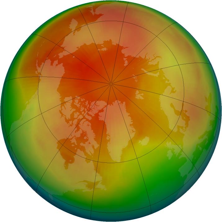 Arctic ozone map for March 1988